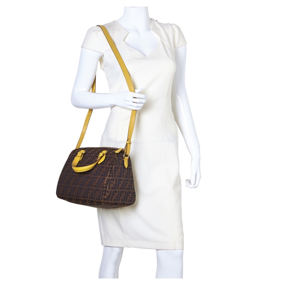FENDI Zucca Small Canvas Boston Bag